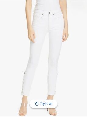 Veronica Beard Kate’s High Rise Skinny Jeans with Snap Hem Detail